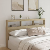vidaXL Tăblie de pat cu dulap și LED, stejar sonoma, 180x17x102 cm