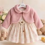 Rochita fetita cu bolero roz pufoas &ndash; elegant si confortabil (Marime