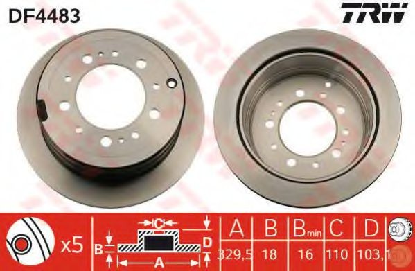 Disc frana LEXUS LX (UZJ100) (1997 - 2008) TRW DF4483