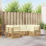 vidaXL Set canapea sectională cu pernă 6 pcs Alb și crem Poliester 3392375
