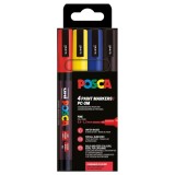 Set 4 Markere POSCA PC-3M , Varf Fin 0.9, 1.3 mm