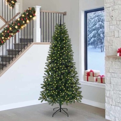 vidaXL Brad de Crăciun artificial cu 300 LED Verde 240 cm PE și PVC 3397381 foto