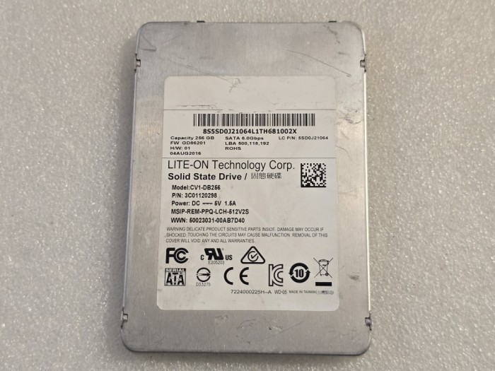 Solid State Drive (SSD) Lite On 256GB SATA 6Gbps 2.5-inch model: CV1-DB256