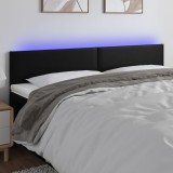 VidaXL Tăblie de pat cu LED, negru, 200x5x78/88 cm, piele ecologică