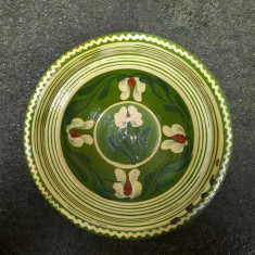 17. Farfurie veche din ceramica pentru agatat pe perete blid vechi lut 22 cm foto