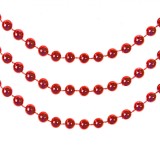 Ghirlandă Decorativă Crăciun, Perle Roșii, Lungime 8m, Diametru 8mm, Plastic, Oem