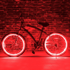 Kit fir luminos el wire pentru tuning roti bicicleta, lungime 4 m, invertoare incluse culoare rosu MultiMark GlobalProd
