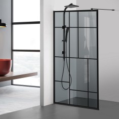 Paravan dus walk-in Aqua Roy Black, model Urban negru, sticla 8 mm gri, securizata, anticalcar, 70x195 cm