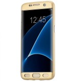 Cumpara ieftin Husa 360 Full Cover Fata+Spate Samsung Galaxy S7 Edge, Policarbonat, Auriu