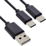 Cablu de alimentare USB-A la 2 x USB type C T-T 2m Negru, InLine IL35122