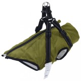 VidaXL Haină c&acirc;ini cu ham impermeabilă reflectorizantă, verde kaki L40