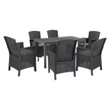 Set mobilier de gradina Leziter Orlo 6+1, masa extensibila, grafit