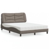 vidaXL Pat cu saltea, gri taupe, 140x200 cm, textil
