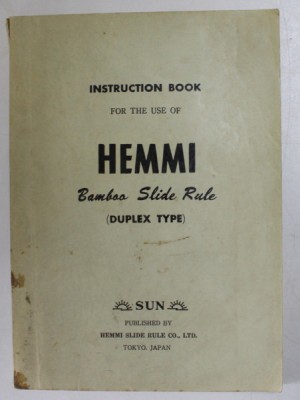 INSTRUCTION BOOK FOR THE USE OF HEMMI , BAMBOO SLIDE RULE ( DUPLEX TYPE ) , 1957 foto