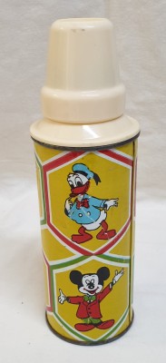 Obiect vechi de colectie Termos tabla litografiata imagine cu DONALD si Mickey foto