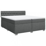 Cumpara ieftin Pat box spring cu saltea, gri inchis, 200x200 cm, textil