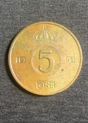Moneda 5 ore 1961 Suedia foto