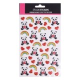 Autocolante 3D cu Inimi, Panda și Curcubeu, 44 buc, Multicolor, CMCLASS