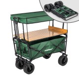 Șezlong de grădină pliabil, de calitate superioară, cu acoperiș și masă, de culoare verde