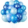 Set 10 baloane din latex chrome, flippy, model party, 23 cm, diferite nuante albastru, 2.2 g