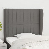 VidaXL Tăblie de pat cu aripioare gri &icirc;nchis 83x23x118/128 cm textil