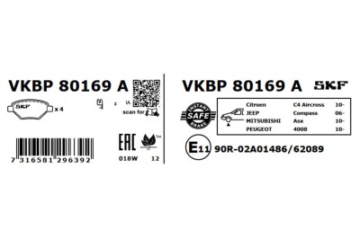 SKF VKBP 80169 A set placute frana,frana disc foto