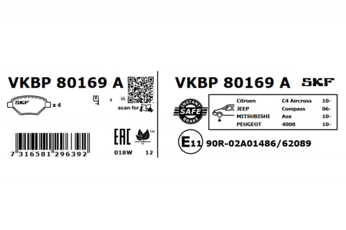 SKF VKBP 80169 A set placute frana,frana disc
