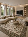Covor Lotos 15075-160, Marime 120 x 200 cm, Bej,Verde, Inaltime Fir 8 mm, Antialergic, Polipropilena, Living, Dormitor, Sufragerie, Birou - Copie