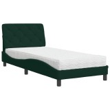 Cumpara ieftin Pat cu saltea, verde inchis, 80x200 cm, catifea