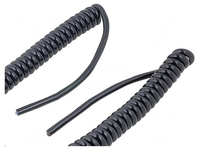 Cablu Spiralat PUR Negru 2x1mm2 300V/500V