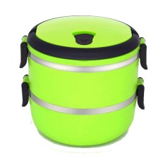 Caserola termica dubla Heinner, 2 x 700 ml, 14 x 14.5 cm, polipropilena, interior inox, Verde foto