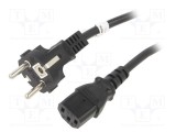 Cablu CEE 7/7 la IEC C13 mamă, 3m, negru, 10A 250V - Goobay