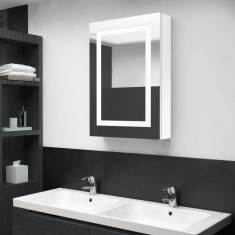 Dulap de baie cu oglinda si LED, alb stralucitor, 50x13x70 cm GartenMobel Dekor