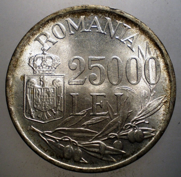 R.190 ROMANIA MIHAI I 25000 LEI 1946 XF/AUNC