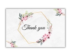 Set 20 de mini felicitari de multumire, Thank You, model floral, dimensiune 8.2 x 5.4cm