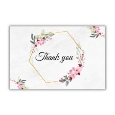 Set 20 de mini felicitari de multumire, Thank You, model floral, dimensiune 8.2 x 5.4cm