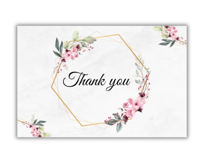 Set 20 de mini felicitari de multumire, Thank You, model floral, dimensiune 8.2 x 5.4cm