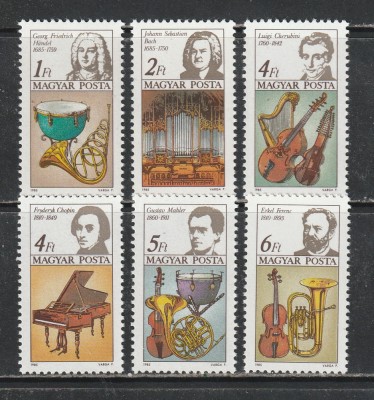 Ungaria 1985 - Anul International al Muzicii Compozotori 6v MNH foto