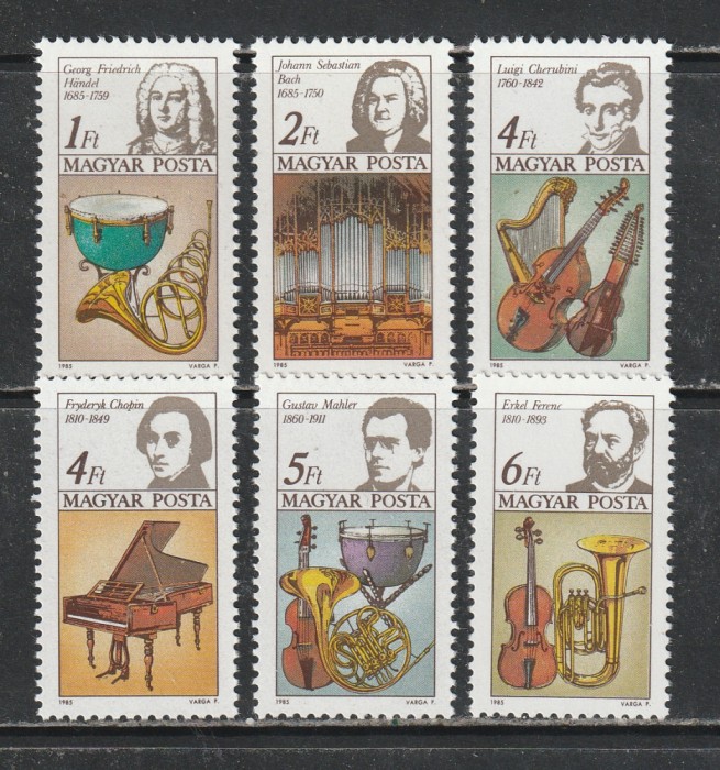 Ungaria 1985 - Anul International al Muzicii Compozotori 6v MNH
