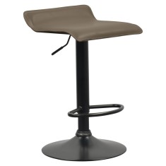 Scaun bar metal negru piele ecologica maro taupe Baili 38x39x64-84,5 cm