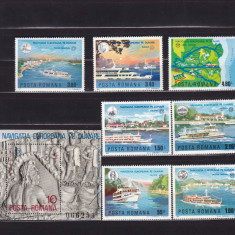 ROMANIA 1977 LP 948 LP 949 NAVIGATIA PE DUNARE SERIE+COLITA DANTELATA MNH