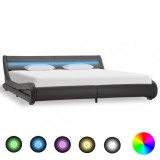 VidaXL Cadru de pat cu LED, gri, 180 x 200 cm, piele artificială