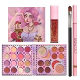 Set produse de machiaj, kevin &amp; coco, 28 culori, fard de ochi, ruj, pensula si creion, Flippy