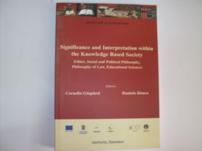 Significance And Inter[retation Within The Knowledge Based So - Cornelia Gasparel, Daniela Dunca ,550264 foto
