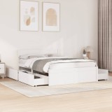 VidaXL Cadru de pat fără saltea, alb, 135x190 cm, lemn masiv de pin