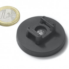 Magnet neodim cauciucat Ø43 mm, pentru fixare cablu, tub