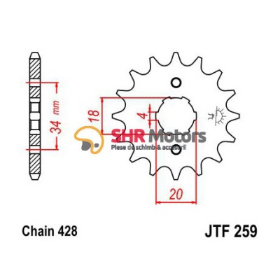 Pinion fata 428 JTF259 - 15 dinti JT Sprockets foto