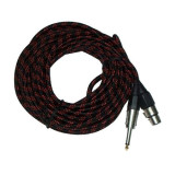 Cablu XLR mama - Jack mono 6.3 mm, 5 m, impletitura textila, Negru, General