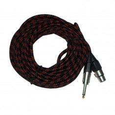 Cablu XLR mama - Jack mono 6.3 mm, 3 m, impletitura textila, Negru foto
