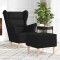 vidaXL Fotoliu cu taburet pentru picioare, negru, material textil 3307991